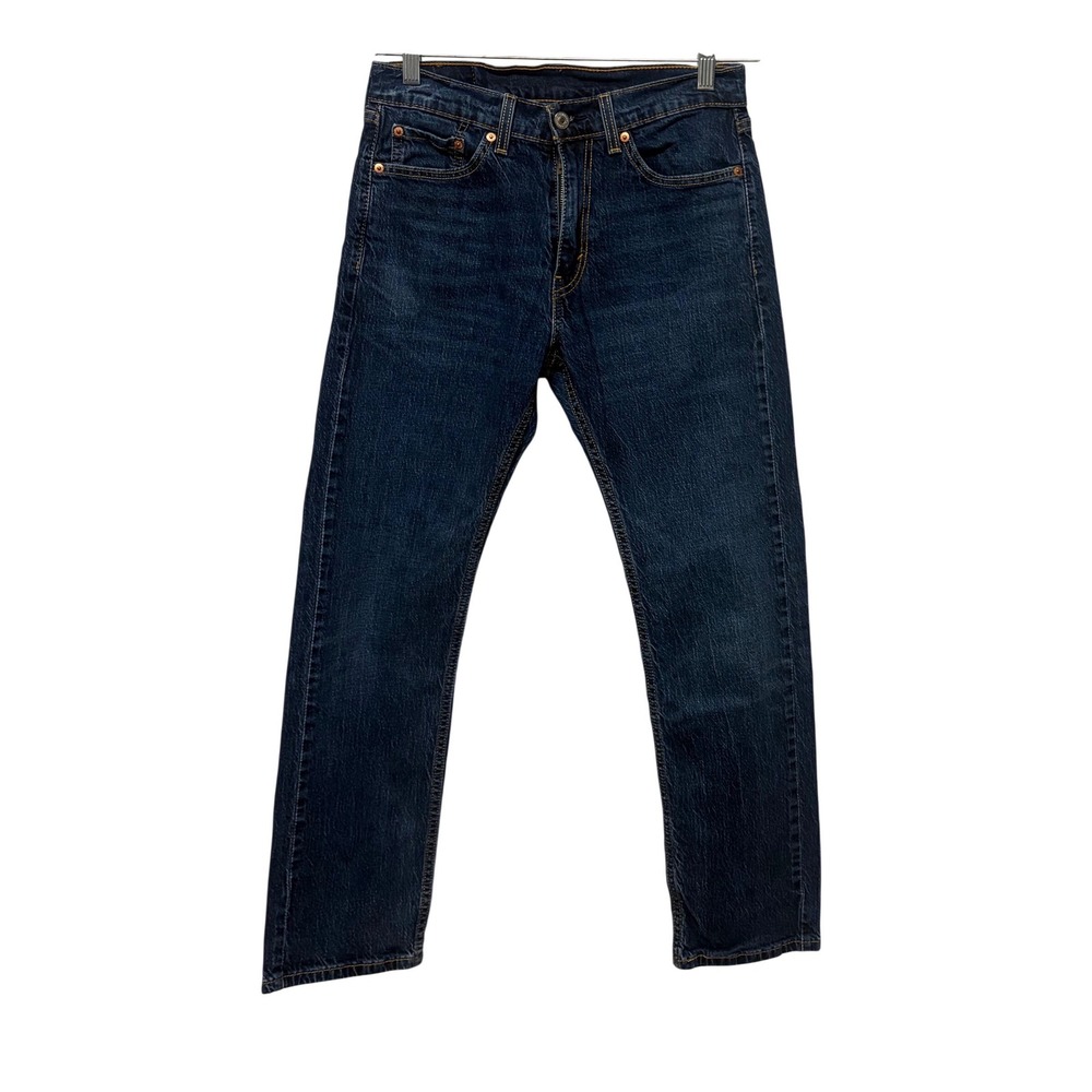 Levis 505 Regular Fit Jeans Mens 30x30 Dark Wash‎ Indigo Straight Leg Denim